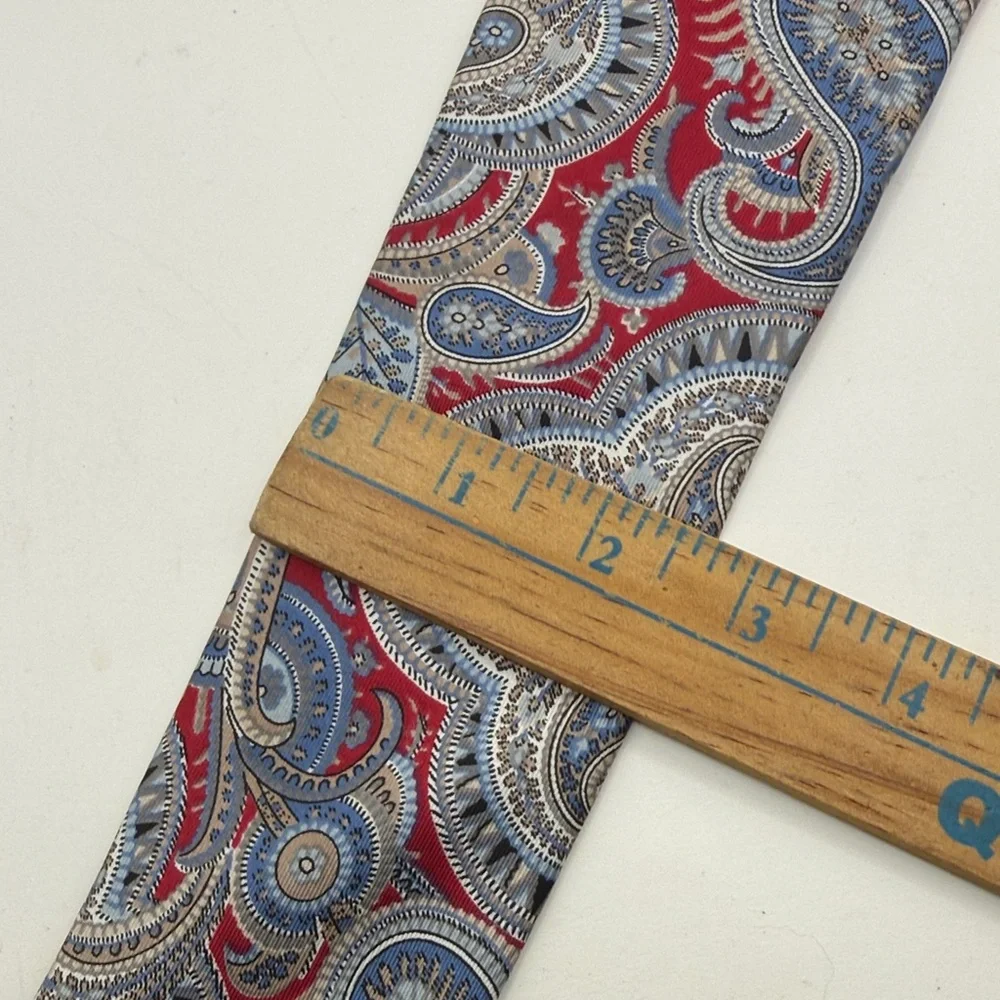 Christian Dior Monsieur Elegant Red Blue Paisley Tie Silk Work Business